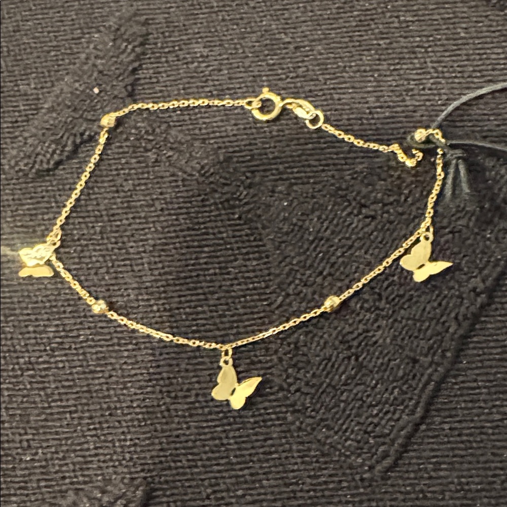 14k solid Gold Butterfly Charm Bracelet